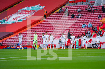 2020-09-12 - Leeds United enter the field during the English championship Premier League football match between Liverpool and Leeds United on September 12, 2020 at Anfield in Liverpool, England - Photo Malcolm Bryce / ProSportsImages / DPPI - LIVERPOOL VS LEEDS UNITED - ENGLISH PREMIER LEAGUE - SOCCER