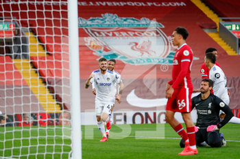 2020-09-12 - Leeds United midfielder Mateusz Klich (43) scores a goal and celebrates to make the score 3-3 during the English championship Premier League football match between Liverpool and Leeds United on September 12, 2020 at Anfield in Liverpool, England - Photo Simon Davies / ProSportsImages / DPPI - LIVERPOOL VS LEEDS UNITED - ENGLISH PREMIER LEAGUE - SOCCER