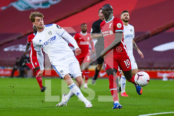 2020-09-12 - Leeds United forward Patrick Bamford (9) takes a shot during the English championship Premier League football match between Liverpool and Leeds United on September 12, 2020 at Anfield in Liverpool, England - Photo Malcolm Bryce / ProSportsImages / DPPI - LIVERPOOL VS LEEDS UNITED - ENGLISH PREMIER LEAGUE - SOCCER