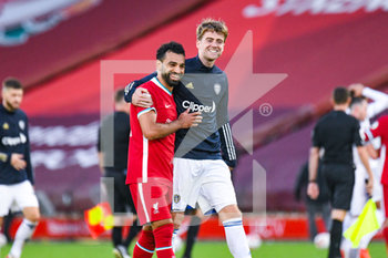 2020-09-12 - Leeds United forward Patrick Bamford (9) gestures to Liverpool forward Mohamed Salah (11) after the English championship Premier League football match between Liverpool and Leeds United on September 12, 2020 at Anfield in Liverpool, England - Photo Malcolm Bryce / ProSportsImages / DPPI - LIVERPOOL VS LEEDS UNITED - ENGLISH PREMIER LEAGUE - SOCCER