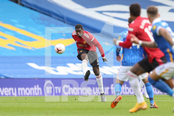 2020-09-26 - Manchester United Midfielder Paul Pogba shoots at goal during the English championship Premier League football match between Brighton and Hove Albion and Manchester United on September 26, 2020 at the American Express Community Stadium in Brighton and Hove, England - Photo Phil Duncan / ProSportsImages / DPPI - BRIGHTON AND HOVE ALBION - ENGLISH PREMIER LEAGUE - SOCCER