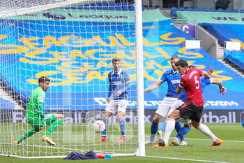 2020-09-26 - Manchester United defender Harry Maguire scores past Brighton and Hove Albion goalkeeper Mathew Ryan (1) 1-1 during the English championship Premier League football match between Brighton and Hove Albion and Manchester United on September 26, 2020 at the American Express Community Stadium in Brighton and Hove, England - Photo Phil Duncan / ProSportsImages / DPPI - BRIGHTON AND HOVE ALBION - ENGLISH PREMIER LEAGUE - SOCCER