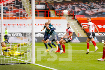 2020-09-27 - Leeds United forward Patrick Bamford (9) scores a goal to make the score 0-1 during the English championship Premier League football match between Sheffield United and Leeds United on September 27, 2020 at Bramall Lane in Sheffield, England - Photo Simon Davies / ProSportsImages / DPPI - SHEFFIELD UNITED VS LEEDS UNITED - ENGLISH PREMIER LEAGUE - SOCCER
