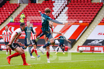 2020-09-27 - Leeds United forward Patrick Bamford (9) scores a goal to make the score 0-1 during the English championship Premier League football match between Sheffield United and Leeds United on September 27, 2020 at Bramall Lane in Sheffield, England - Photo Malcolm Bryce / ProSportsImages / DPPI - SHEFFIELD UNITED VS LEEDS UNITED - ENGLISH PREMIER LEAGUE - SOCCER