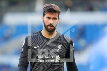 2020-11-28 - Liverpool goalkeeper Alisson Becker during the English championship, Premier League football match between Brighton and Hove Albion and Liverpool on November 28, 2020 at the American Express Community Stadium in Brighton and Hove, England - Photo Phil Duncan / ProSportsImages / DPPI - BRIGHTON AND HOVE ALBION VS LIVERPOOL - ENGLISH PREMIER LEAGUE - SOCCER