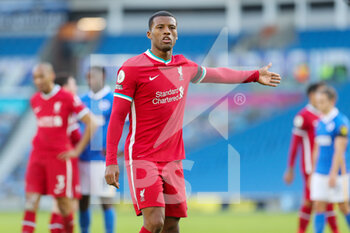2020-11-28 - Liverpool midfielder Georginio Wijnaldum (5) disputes penalty decision during the English championship, Premier League football match between Brighton and Hove Albion and Liverpool on November 28, 2020 at the American Express Community Stadium in Brighton and Hove, England - Photo Phil Duncan / ProSportsImages / DPPI - BRIGHTON AND HOVE ALBION VS LIVERPOOL - ENGLISH PREMIER LEAGUE - SOCCER