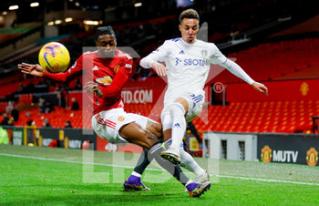 2020-12-20 - Aaron Wan-Bissaka of Manchester United and Leeds United forward Rodrigo Moreno (20) during the English championship Premier League football match between Manchester United and Leeds United on December 20, 2020 at Old Trafford in Manchester, England - Photo Simon Davies / ProSportsImages / DPPI - MANCHESTER UNITED VS LEEDS UNITED - ENGLISH PREMIER LEAGUE - SOCCER