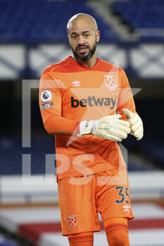 2021-01-01 - West Ham United goalkeeper Darren Randolph during the English championship Premier League football match between Everton and West Ham United on January 1, 2021 at Goodison Park in Liverpool, England - Photo Craig Galloway / ProSportsImages / DPPI - EVERTON AND WEST HAM UNITED - ENGLISH PREMIER LEAGUE - SOCCER