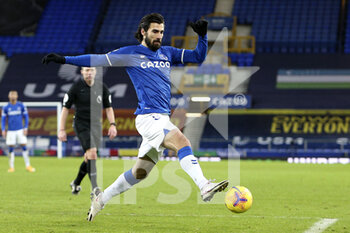 2021-01-01 - Everton midfielder Andre Gomes during the English championship Premier League football match between Everton and West Ham United on January 1, 2021 at Goodison Park in Liverpool, England - Photo Craig Galloway / ProSportsImages / DPPI - EVERTON AND WEST HAM UNITED - ENGLISH PREMIER LEAGUE - SOCCER