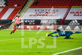 2021-01-12 - Newcastle United goalkeeper Karl Darlow (26) saves from Sheffield United forward David McGoldrick during the English championship Premier League football match between Sheffield United and Newcastle United on January 12, 2021 at Bramall Lane in Sheffield, England - Photo kevin Warburton / A Moment in Sport / ProSportsImages / DPPI - SHEFFIELD UNITED VS NEWCASTLE UNITED - ENGLISH PREMIER LEAGUE - SOCCER