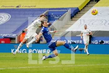2021-01-31 - Leeds United forward Patrick Bamford (9) scores a goal to make the score 1-2, Caglar Soyuncu of Leicester during the English championship Premier League football match between Leicester City and Leeds United on January 31, 2021 at the King Power Stadium in Leicester, England - Photo Malcolm Bryce / ProSportsImages / DPPI - LEICESTER CITY AND LEEDS UNITED - ENGLISH PREMIER LEAGUE - SOCCER
