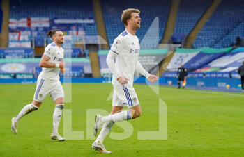 2021-01-31 - Leeds United forward Patrick Bamford (9) scores a goal and celebrates to make the score 1-2 during the English championship Premier League football match between Leicester City and Leeds United on January 31, 2021 at the King Power Stadium in Leicester, England - Photo Simon Davies / ProSportsImages / DPPI - LEICESTER CITY AND LEEDS UNITED - ENGLISH PREMIER LEAGUE - SOCCER