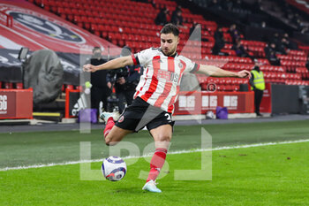 2021-02-28 - Sheffield United defender George Baldock during the English championship Premier League football match between Sheffield United and Liverpool on February 28, 2021 at Bramall Lane in Sheffield, England - Photo Shaun Conway / ProSportsImages / DPPI - SHEFFIELD UNITED AND LIVERPOOL - ENGLISH PREMIER LEAGUE - SOCCER