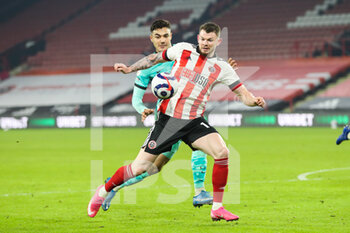 2021-02-28 - Sheffield United forward Oliver Burke (14) during the English championship Premier League football match between Sheffield United and Liverpool on February 28, 2021 at Bramall Lane in Sheffield, England - Photo Shaun Conway / ProSportsImages / DPPI - SHEFFIELD UNITED AND LIVERPOOL - ENGLISH PREMIER LEAGUE - SOCCER