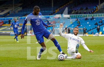 2021-03-13 - Chelsea defender Antonio Rudiger (2) is challenged by Leeds United forward Tyler Roberts (11) during the English championship Premier League football match between Leeds United and Chelsea on March 13, 2021 at Elland Road in Leeds, England - Photo Simon Davies / ProSportsImages / DPPI - LEEDS UNITED AND CHELSEA - ENGLISH PREMIER LEAGUE - SOCCER