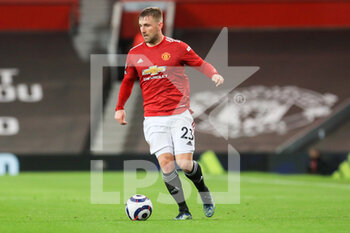 2021-04-04 - Manchester United Defender Luke Shaw during the English championship Premier League football match between Manchester United and Brighton and Hove Albion on April 4, 2021 at Old Trafford in Manchester, England - Photo Phil Duncan / ProSportsImages / DPPI - MANCHESTER UNITED VS BRIGHTON AND HOVE ALBION - ENGLISH PREMIER LEAGUE - SOCCER