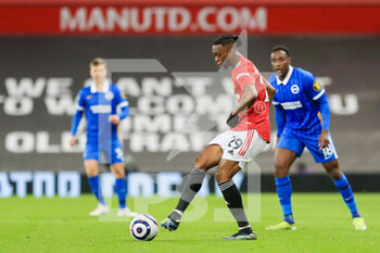 2021-04-04 - Manchester United defender Aaron Wan-Bissaka during the English championship Premier League football match between Manchester United and Brighton and Hove Albion on April 4, 2021 at Old Trafford in Manchester, England - Photo Phil Duncan / ProSportsImages / DPPI - MANCHESTER UNITED VS BRIGHTON AND HOVE ALBION - ENGLISH PREMIER LEAGUE - SOCCER
