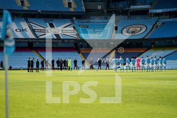 2021-04-10 - Two minutes silence observed before kick-off in remembrance of Prince Phillip before the English championship Premier League football match between Manchester City and Leeds United on April 10, 2021 at the Etihad Stadium in Manchester, England - Photo Malcolm Bryce / ProSportsImages / DPPI - MANCHESTER CITY AND LEEDS UNITED - ENGLISH PREMIER LEAGUE - SOCCER