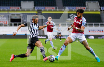 2021-04-12 - Newcastle United forward Joelinton (9) and Aston Villa defender Tyrone Mings (5) challenge for the ball during the English championship Premier League football match between Newcastle United and Aston Villa on March 12, 2021 at St James's Park in Newcastle, England - Photo Simon Davies / ProSportsImages / DPPI - NEWCASTLE UNITED AND ASTON VILLA - ENGLISH PREMIER LEAGUE - SOCCER
