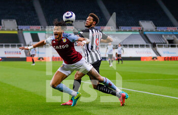 2021-04-12 - Aston Villa defender Tyrone Mings (5) is fouled by Newcastle United forward Joelinton (9) during the English championship Premier League football match between Newcastle United and Aston Villa on March 12, 2021 at St James's Park in Newcastle, England - Photo Simon Davies / ProSportsImages / DPPI - NEWCASTLE UNITED AND ASTON VILLA - ENGLISH PREMIER LEAGUE - SOCCER