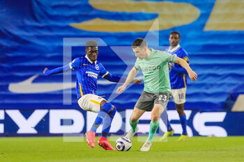 2021-04-13 - Everton defender Seamus Coleman (23) and Brighton and Hove Albion midfielder Yves Bissouma (8) during the English championship Premier League football match between Brighton and Hove Albion and Everton on April 12, 2021 at the American Express Community Stadium in Brighton and Hove, England - Photo Phil Duncan / ProSportsImages / DPPI - BRIGHTON VS HOVE ALBION AND EVERTON - ENGLISH PREMIER LEAGUE - SOCCER