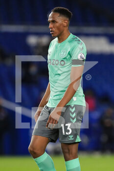 2021-04-13 - Everton defender Yerry Mina during the English championship Premier League football match between Brighton and Hove Albion and Everton on April 12, 2021 at the American Express Community Stadium in Brighton and Hove, England - Photo Phil Duncan / ProSportsImages / DPPI - BRIGHTON VS HOVE ALBION AND EVERTON - ENGLISH PREMIER LEAGUE - SOCCER