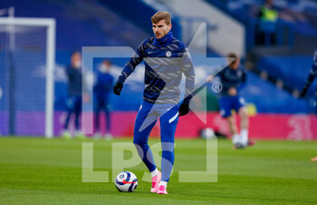 2021-04-20 - Chelsea forward Timo Werner (11) warming up during the English championship Premier League football match between Chelsea and Brighton and Hove Albion on April 20, 2021 at Stamford Bridge in London, England - Photo Simon Davies / ProSportsImages / DPPI - CHELSEA VS BRIGHTON AND HOVE ALBION - ENGLISH PREMIER LEAGUE - SOCCER