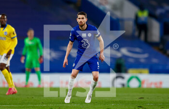 2021-04-20 - Chelsea midfielder Jorginho (5) during the English championship Premier League football match between Chelsea and Brighton and Hove Albion on April 20, 2021 at Stamford Bridge in London, England - Photo Simon Davies / ProSportsImages / DPPI - CHELSEA VS BRIGHTON AND HOVE ALBION - ENGLISH PREMIER LEAGUE - SOCCER