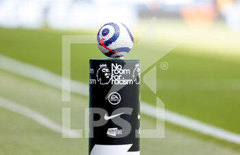 2021-04-25 - No room for racism match ball plinth during the English championship Premier League football match between Leeds United and Manchester United on April 25, 2021 at Elland Road in Leeds, England - Photo Simon Davies / ProSportsImages / DPPI - LEEDS UNITED VS MANCHESTER UNITED - ENGLISH PREMIER LEAGUE - SOCCER