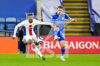 2021-04-26 - Crystal Palace forward Wilfried Zaha and Timothy Castagne of Leicester during the English championship Premier League football match between Leicester City and Crystal Palace on April 26, 2021 at the King Power Stadium in Leicester, England - Photo Nigel Keene / ProSportsImages / DPPI - LEICESTER CITY VS CRYSTAL PALACE - ENGLISH PREMIER LEAGUE - SOCCER