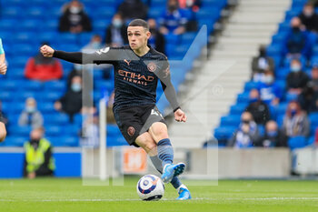 2021-05-18 - Manchester City midfielder Phil Foden during the English championship Premier League football match between Brighton and Hove Albion and Manchester City on May 18, 2021 at the American Express Community Stadium in Brighton and Hove, England - Photo Phil Duncan / ProSportsImages / DPPI - BRIGHTON AND HOVE ALBION VS MANCHESTER CITY - ENGLISH PREMIER LEAGUE - SOCCER