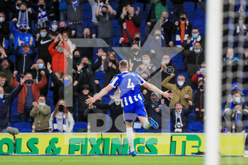 2021-05-18 - Adam Webster of Brighton and Hove Albion celebrates after the 2-2 goal during the English championship Premier League football match between Brighton and Hove Albion and Manchester City on May 18, 2021 at the American Express Community Stadium in Brighton and Hove, England - Photo Phil Duncan / ProSportsImages / DPPI - BRIGHTON AND HOVE ALBION VS MANCHESTER CITY - ENGLISH PREMIER LEAGUE - SOCCER