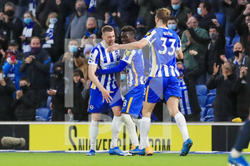 2021-05-18 - Adam Webster of Brighton and Hove Albion celebrates after the 2-2 goal during the English championship Premier League football match between Brighton and Hove Albion and Manchester City on May 18, 2021 at the American Express Community Stadium in Brighton and Hove, England - Photo Phil Duncan / ProSportsImages / DPPI - BRIGHTON AND HOVE ALBION VS MANCHESTER CITY - ENGLISH PREMIER LEAGUE - SOCCER
