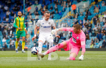2021-05-23 - Leeds United midfielder Jack Harrison and Sam Johnstone of WBA during the English championship Premier League football match between Leeds United and West Bromwich Albion on May 23, 2021 at Elland Road in Leeds, England - Photo Simon Davies / ProSportsImages / DPPI - LEEDS UNITED VS WEST BROMWICH ALBION - ENGLISH PREMIER LEAGUE - SOCCER
