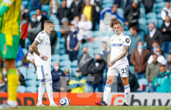 2021-05-23 - Leeds United forward Raphinha (18) and Leeds United midfielder Kalvin Phillips (23) during the English championship Premier League football match between Leeds United and West Bromwich Albion on May 23, 2021 at Elland Road in Leeds, England - Photo Simon Davies / ProSportsImages / DPPI - LEEDS UNITED VS WEST BROMWICH ALBION - ENGLISH PREMIER LEAGUE - SOCCER