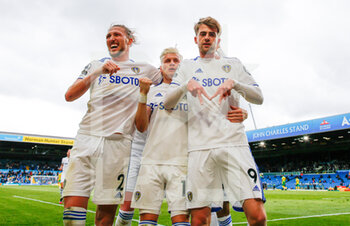 2021-05-23 - Leeds United forward Patrick Bamford (9) scores a goal and celebrates to make the score 3-0 during the English championship Premier League football match between Leeds United and West Bromwich Albion on May 23, 2021 at Elland Road in Leeds, England - Photo Simon Davies / ProSportsImages / DPPI - LEEDS UNITED VS WEST BROMWICH ALBION - ENGLISH PREMIER LEAGUE - SOCCER