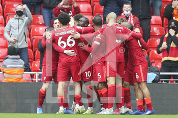 2021-05-23 - Liverpool forward Sadio Mane (10) celebrates his goal 1-0 during the English championship Premier League football match between Liverpool and Crystal Palace on May 23, 2021 at Anfield in Liverpool, England - Photo Craig Galloway / ProSportsImages / DPPI - LIVERPOOL VS CRYSTAL PALACE - ENGLISH PREMIER LEAGUE - SOCCER