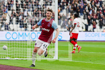 2021-05-23 - West Ham United midfielder Declan Rice (41) scores a goal and celebrates 3-0 during the English championship Premier League football match between West Ham United and Southampton on May 23, 2021 at the London Stadium in London, England - Photo Nigel Keene / ProSportsImages / DPPI - WEST HAM UNITED VS SOUTHAMPTON - ENGLISH PREMIER LEAGUE - SOCCER