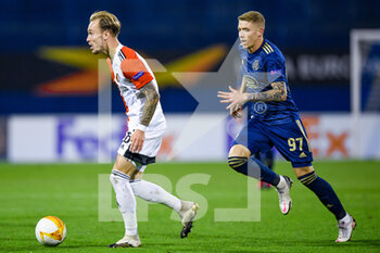 2020-10-22 - Mark Diemers of Feyenoord, Kristijan Jakic of Dinamo Zagreb during the UEFA Europa League, Group Stage, Group K football match between Dinamo Zagreb and Feyenoord Rotterdam on October 22, 2020 at Maksimir stadium in Zagreb, Croatia - Photo Yannick Verhoeven / Parallax Pictures / Orange Pictures / DPPI - DINAMO ZAGREB VS FEYENOORD ROTTERDAM - UEFA EUROPA LEAGUE - SOCCER
