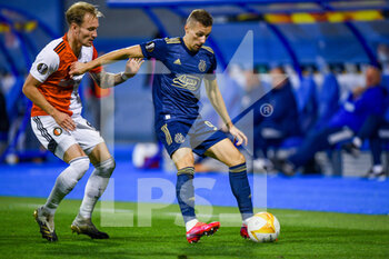 2020-10-22 - Mislav Orsic of Dinamo Zagreb and Mark Diemers of Feyenoord during the UEFA Europa League, Group Stage, Group K football match between Dinamo Zagreb and Feyenoord Rotterdam on October 22, 2020 at Maksimir stadium in Zagreb, Croatia - Photo Yannick Verhoeven / Parallax Pictures / Orange Pictures / DPPI - DINAMO ZAGREB VS FEYENOORD ROTTERDAM - UEFA EUROPA LEAGUE - SOCCER