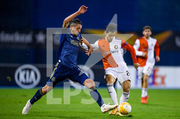 2020-10-22 - Arijan Ademi of Dinamo Zagreb, Joao Teixeira of Feyenoord during the UEFA Europa League, Group Stage, Group K football match between Dinamo Zagreb and Feyenoord Rotterdam on October 22, 2020 at Maksimir stadium in Zagreb, Croatia - Photo Yannick Verhoeven / Parallax Pictures / Orange Pictures / DPPI - DINAMO ZAGREB VS FEYENOORD ROTTERDAM - UEFA EUROPA LEAGUE - SOCCER