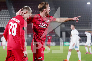 2020-10-29 - Albert Gudmundsson of AZ, Dani de Wit of AZ during the UEFA Europa League, Group Stage, Group F football match between AZ Alkmaar and HNK Rijeka on October 29, 2020 at Afas Stadium in Eindhoven, The Netherlands - Photo Henk Seppen / Orange Pictures / DPPI - AZ ALKMAAR VS HNK RIJEKA - UEFA EUROPA LEAGUE - SOCCER