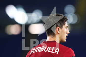 2020-11-05 - Marash Kumbulla of Roma reacts during the UEFA Europa League, Group Stage, Group A football match between AS Roma and CFR Cluj on November 5, 2020 at Stadio Olimpico in Rome, Italy - Photo Federico Proietti / DPPI - AS ROMA VS CFR CLUJ - UEFA EUROPA LEAGUE - SOCCER