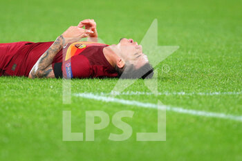 2020-11-05 - Roger Ibanez of Roma reacts on the ground during the UEFA Europa League, Group Stage, Group A football match between AS Roma and CFR Cluj on November 5, 2020 at Stadio Olimpico in Rome, Italy - Photo Federico Proietti / DPPI - AS ROMA VS CFR CLUJ - UEFA EUROPA LEAGUE - SOCCER