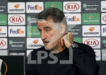 2020-11-26 - Coach of Lille OSC Christophe Galtier during the press conference following the UEFA Europa League, Group H football match between Lille OSC and AC Milan on November 26, 2020 at Pierre Mauroy stadium in Villeneuve-d'Ascq near Lille, France - Photo Jean Catuffe / DPPI - LILLE OSC VS AC MILAN - UEFA EUROPA LEAGUE - SOCCER