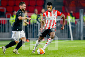2020-11-26 - Andrija Zivkovic of PAOK, Denzel Dumfries of PSV during the UEFA Europa League, Group E football match between PSV and PAOK on november 26, 2020 at Philips Stadion in Eindhoven, Netherlands - Photo Perry vd Leuvert / Orange Pictures / DPPI - PSV VS PAOK - UEFA EUROPA LEAGUE - SOCCER