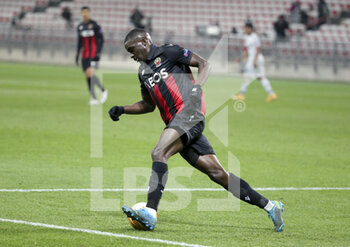 2020-12-03 - Stanley Nsoki of Nice during the UEFA Europa League, Group C football match between OGC Nice and Bayer Leverkusen on December 3, 2020 at Allianz Riviera stadium in Nice, France - Photo Jean Catuffe / DPPI - OGC NICE VS BAYER LEVERKUSEN - UEFA EUROPA LEAGUE - SOCCER