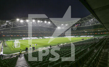2020-12-10 - A general view of the Aviva Stadium before the UEFA Europa League, Group B football match between Dundalk and Arsenal on December 10, 2020 at Aviva Stadium in Dublin, Republic of Ireland - Photo Ben Whitley / ProSportsImages / DPPI - DUNDALK VS ARSENAL - UEFA EUROPA LEAGUE - SOCCER