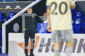 2020-12-10 - Massimo Carrera manager of AEK Athens during the UEFA Europa League, Group G football match between Leicester City and AEK Athens on December 10, 2020 at the King Power Stadium in Leicester, England - Photo Jez Tighe / ProSportsImages / DPPI - LEICESTER CITY VS AEK ATHENS - UEFA EUROPA LEAGUE - SOCCER
