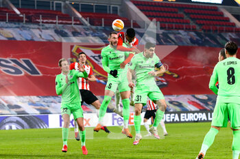 2020-12-10 - Michael Luftner of Omonia Nicosia competes for the headed ball with Denzel Dumfries of PSV during the UEFA Europa League, Group E football match between PSV and Omonia Nicosia on December 10, 2020 at Philips Stadion in Eindhoven, Netherlands - Photo Perry vd Leuvert / Orange Pictures / DPPI - PSV VS OMONIA NICOSIA - UEFA EUROPA LEAGUE - SOCCER